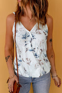 Neutral Printed V Neck Adjustable Strap Tank