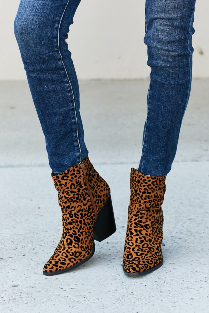Qupid Leopard Buckle Detail Booties
