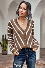Load image into Gallery viewer, Striped V-Neck Cardigan

