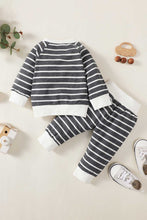 Load image into Gallery viewer, Baby Striped Decorative Button Top and Joggers Set
