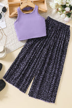 Load image into Gallery viewer, Girls Ribbed Tank and Leopard Culottes Set
