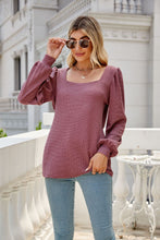 Load image into Gallery viewer, Waffle-Knit Puff Sleeve Square Neck Top
