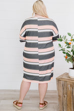 Load image into Gallery viewer, Plus Size Striped Side Slit V-Neck T-Shirt Dress
