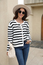 Load image into Gallery viewer, Striped Button Down Round Neck Cardigan
