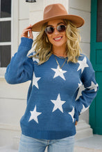 Load image into Gallery viewer, Star Pattern Dropped Shoulder Ribbed Trim Sweater
