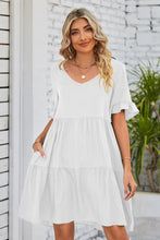 Load image into Gallery viewer, V-Neck Flounce Sleeve Tiered Dress
