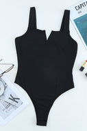 Sleeveless Notched Neck Bodysuit