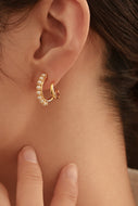 Pearl Double-Layered C-Hoop Earrings