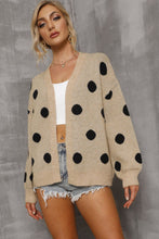 Load image into Gallery viewer, Polka Dot Open Front Dropped Shoulder Cardigan
