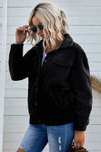 Load image into Gallery viewer, Button Front Drop Shoulder Collared Sherpa Jacket

