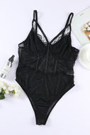 Adjustable Spaghetti Strap Lace Bodysuit