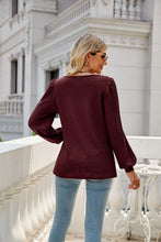 Load image into Gallery viewer, Waffle-Knit Puff Sleeve Square Neck Top
