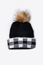 Load image into Gallery viewer, Plaid Pom-Pom Knit Beanie
