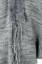 Load image into Gallery viewer, Heathered Dolman Sleeve Fringed Poncho
