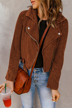 Load image into Gallery viewer, Belted Zip-Up Corduroy Jacket
