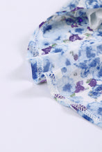 Load image into Gallery viewer, Girls Printed Notched Neck Puff Sleeve Blouse
