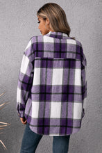 Load image into Gallery viewer, Plaid Pocketed Button Down Shirt Jacket
