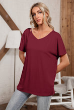 Load image into Gallery viewer, Solid V-Neck Short Sleeve Tee
