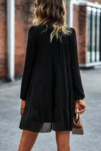 Load image into Gallery viewer, Tied Ruffle Collar Puff Sleeve Mini Dress
