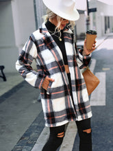 Load image into Gallery viewer, Plaid Lapel Collar Longline Jacket with Pockets

