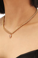 Inlaid Rhinestone Pendant Necklace