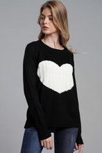 Load image into Gallery viewer, Heart Graphic Raglan Sleeve Pullover Sweater
