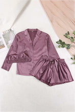 Load image into Gallery viewer, Button-Up Shirt, Bralette, and Tied Shorts Loungewear Set
