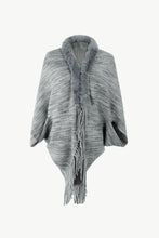 Load image into Gallery viewer, Heathered Dolman Sleeve Fringed Poncho

