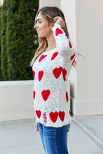 Load image into Gallery viewer, CY Fashion Full Size Heart Pattern Distressed Knit Top
