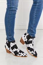 Load image into Gallery viewer, MMShoes Back At It Point Toe Bootie in Cow Print
