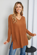 Load image into Gallery viewer, Zenana Full Size Waffle-Knit Slit V-Neck Tunic Top

