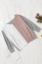 Load image into Gallery viewer, Color Block V-Neck Ribbed Trim Sweater
