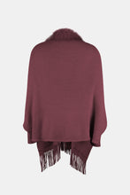 Load image into Gallery viewer, Faux Fur Trim Fringe Hem Poncho

