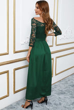Load image into Gallery viewer, Spliced Lace Side Slit Boat Neck Maxi Dress
