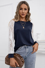 Load image into Gallery viewer, Lace Long Sleeve Contrast  Top
