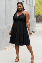 Load image into Gallery viewer, White Birch Full Size Metallic Crochet Lace Detail Midi Dress
