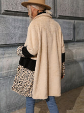 Load image into Gallery viewer, Leopard Color Block Longline Teddy Coat

