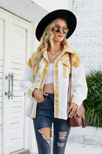 Load image into Gallery viewer, Plaid Button Front Spliced Sherpa Shacket
