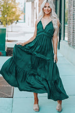 Load image into Gallery viewer, Frill Trim Tiered Halter Neck Maxi Dress
