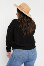 Load image into Gallery viewer, Sew In Love Rib-Knit Dropped Shoulder Sweater in Black
