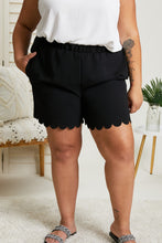 Load image into Gallery viewer, Cotton Bleu Ups and Downs Full Size Scalloped Airflow Shorts in Black
