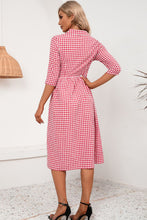 Load image into Gallery viewer, Plaid Collared Neck Midi Dress
