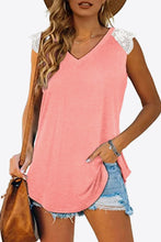 Load image into Gallery viewer, Spliced Lace Curved Hem Blouse
