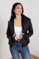 Coalition LA Michigan Avenue Hooded Vegan Leather Jacket