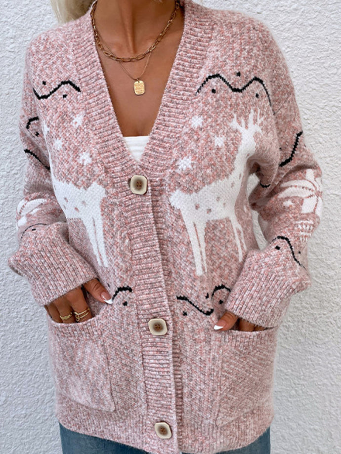 Christmas Reindeer Button Down Cardigan