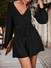Load image into Gallery viewer, Long Flounce Sleeve V-Neck Romper
