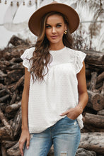 Load image into Gallery viewer, Swiss Dot Flutter Sleeve Round Neck Top
