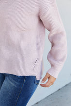 Load image into Gallery viewer, Heimish Losing Track Full Size Hem Detail Rib-Knit Sweater in Blush
