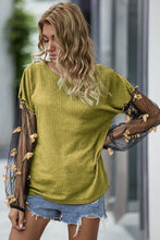 Load image into Gallery viewer, Butterfly Applique Round Neck Waffle-Knit Top
