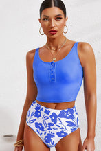 Load image into Gallery viewer, Half Snap Square Neck Tankini Set
